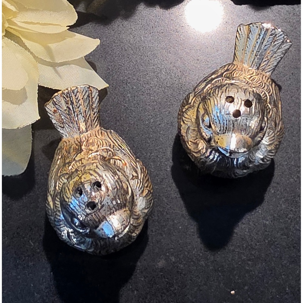 Vintage Silver Plated Figural Bird Salt & Pepper Shakers - Matching Pair